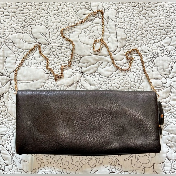 URBAN EXPRESSION Black Vegan Leather Clutch with Gold Chain Strap Handbag. NWOT - Picture 8 of 10